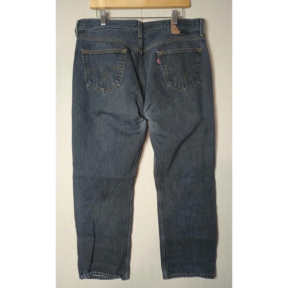 Levi's 501 Button Fly Jeans Dark Wash Denim Classic Fit Mens Size 38x32 U‎